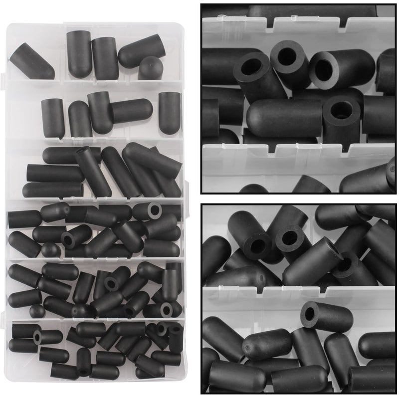 BUIYLV 80PCS Vacuum Hose Caps  Connector Assortment 6 Sizes Black Rubber Cap  Automotive Topomatic Replacement Parts for Carburetor Vacuum Plugs  Intake Manifold Vacuum Fitting - Image 5